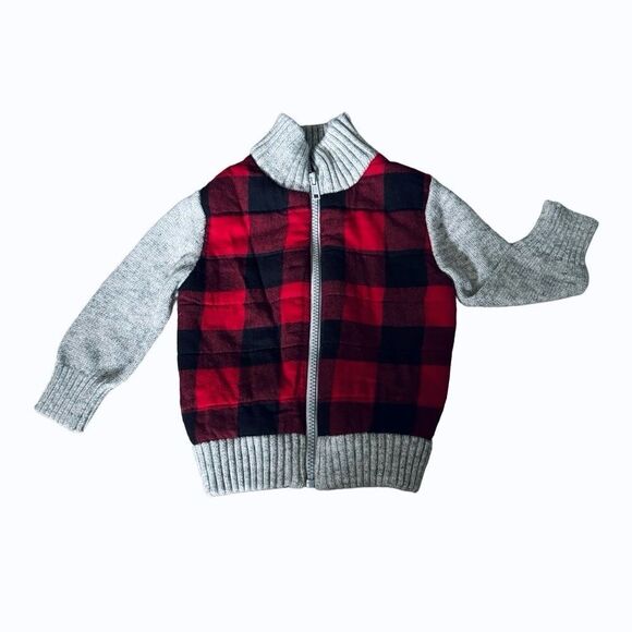 Cat & Jack Red & Black Flannel Shepra Jacket Size 18 Months - Picture 1 of 10